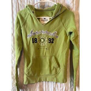 Y2K VTG Abercrombie & Fitch Hoodie Green Blue Logo Cotton Fleece